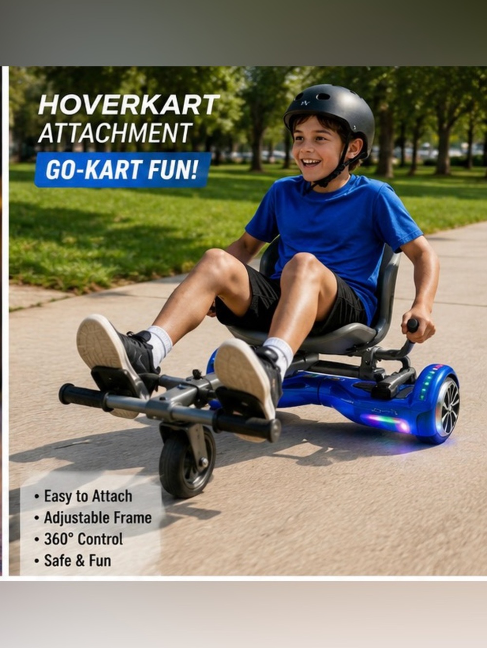 BNWB Hover1 Board Blue Bluetooth Music Lights - comes w seat attachment!